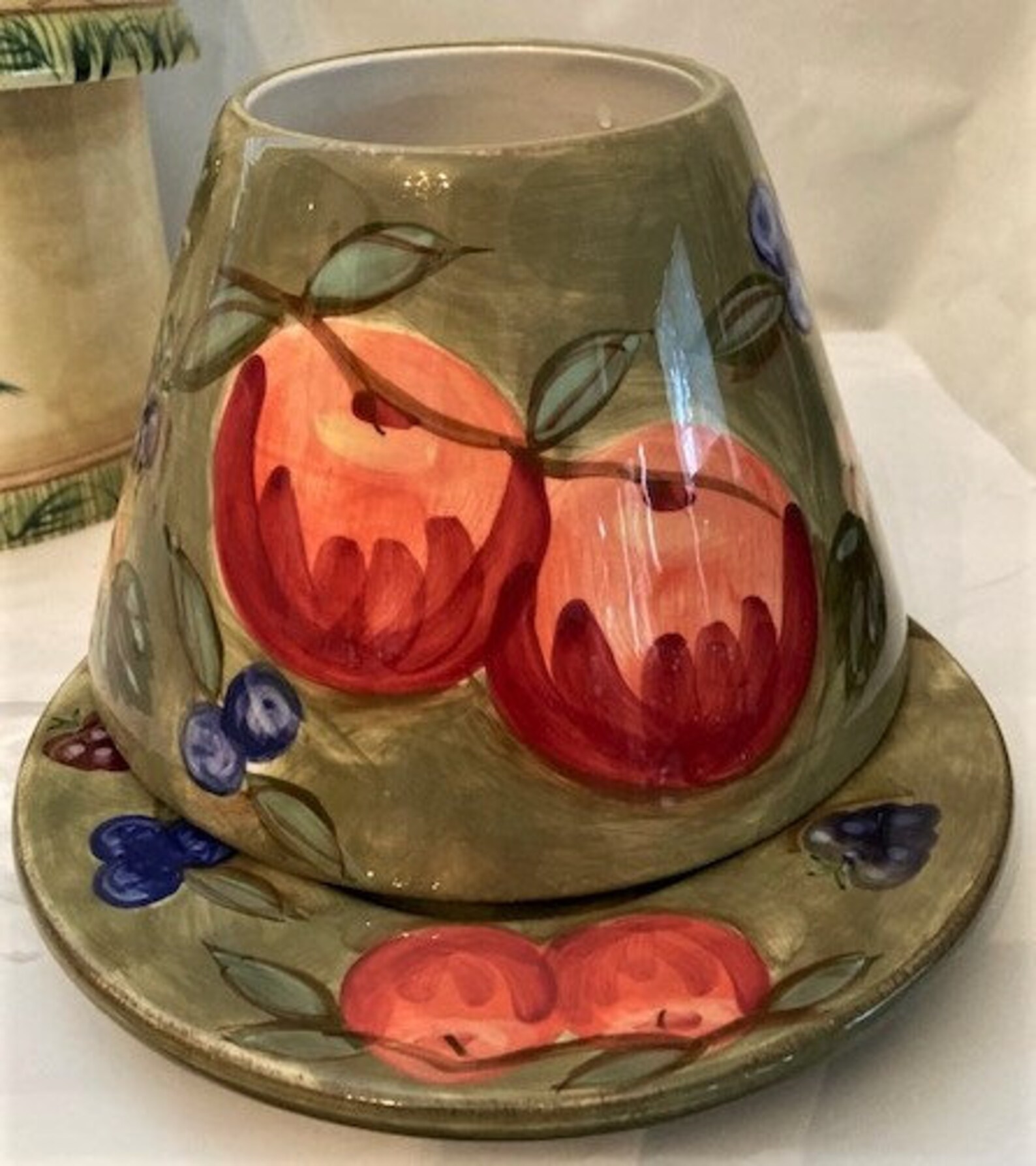 Vintage Yankee Candle Shade Crackled Glass Purple Flowers Etsy