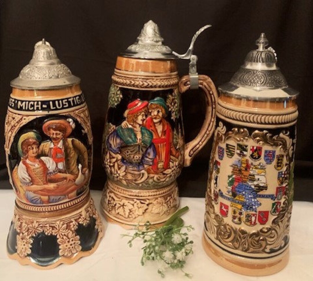 Vintage Collection Beer Stein German Pewter Lidded Beer Stein DBGM