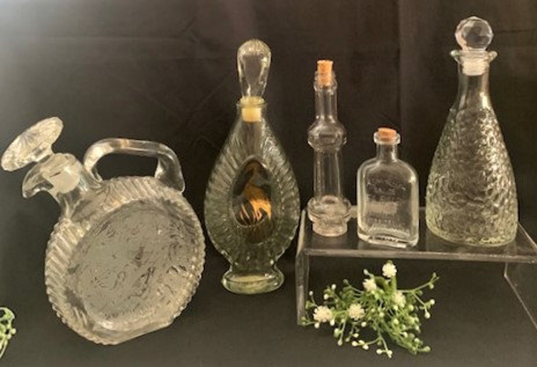 Vintage Collection Decorative Hammered Glass Bottles W/stopper Etsy