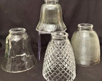 Cúpula de vidro vintage para luminária de chão - Estilo Art Déco - Com textura canelada e padrão de corte diamante - Decoração para casa