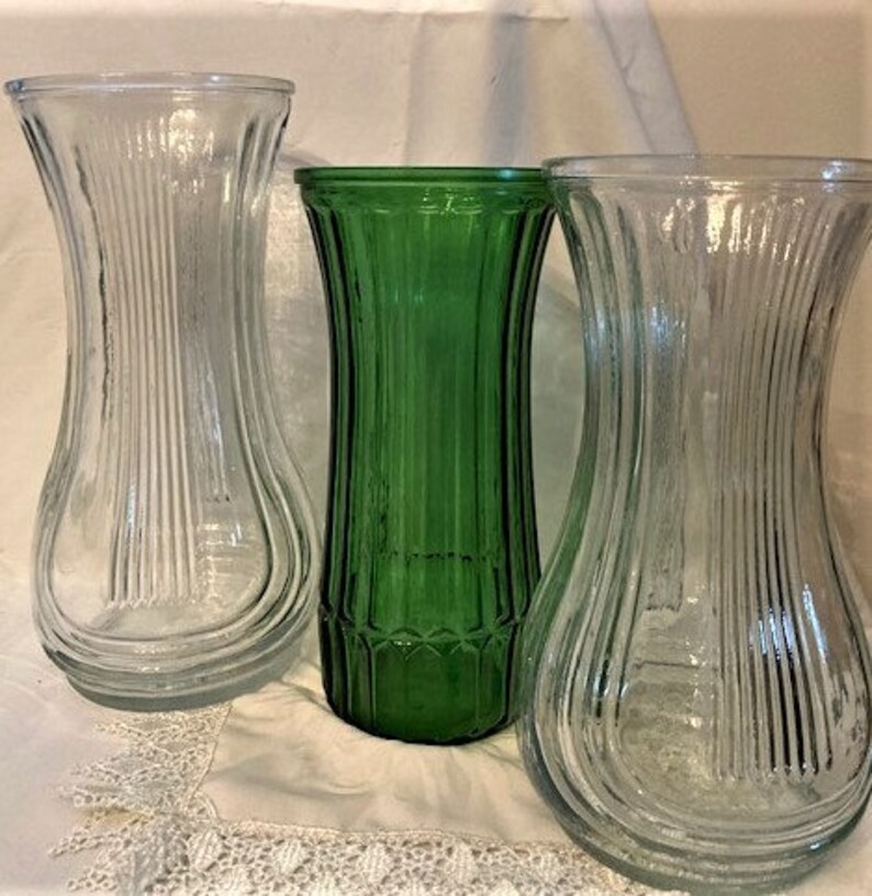 Vintage Hoosier Clear Ribbed Vases 4087A 4087B 4086B 4081 Etsy