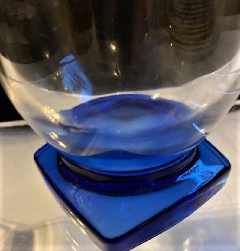 Vintage Cobalt Blue Square Base Glass Vase by Bormioli Rocco Etsy