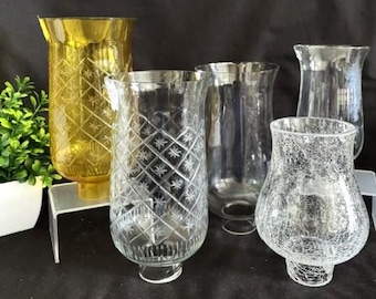 Vintage Variety -Etched Glass and Clear/Amber Glass Lamp Shades -Heritage Lamp Shade-Globe-Elegant Wall Sconce-Stars/Diamond-Crackle Glass