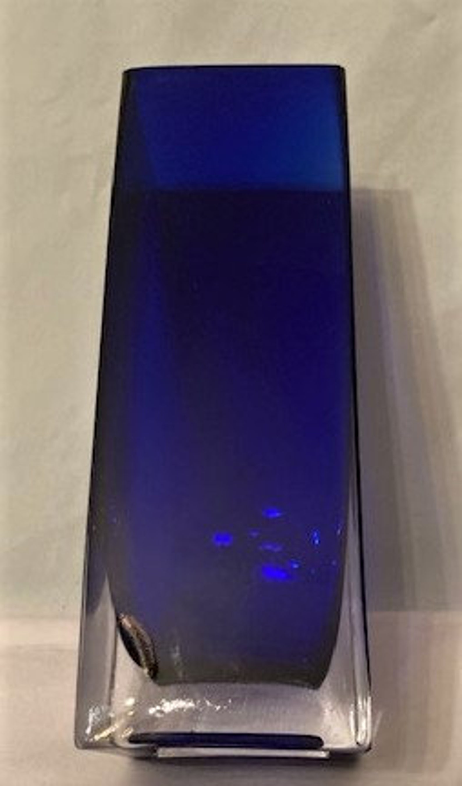 Vintage Hand Blown Deep Cobalt Blue Square Vase With Clear Etsy
