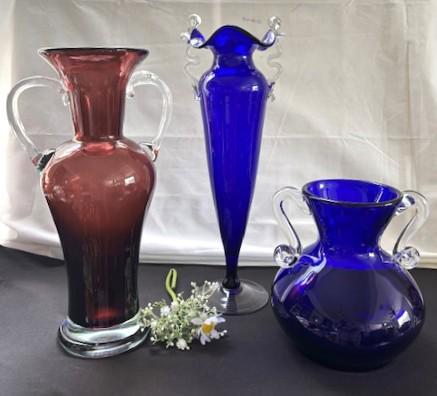 Antique Glass Vase セット Vintage Bischoff Glass C. Handblown Glass Amethyst Vase-murano