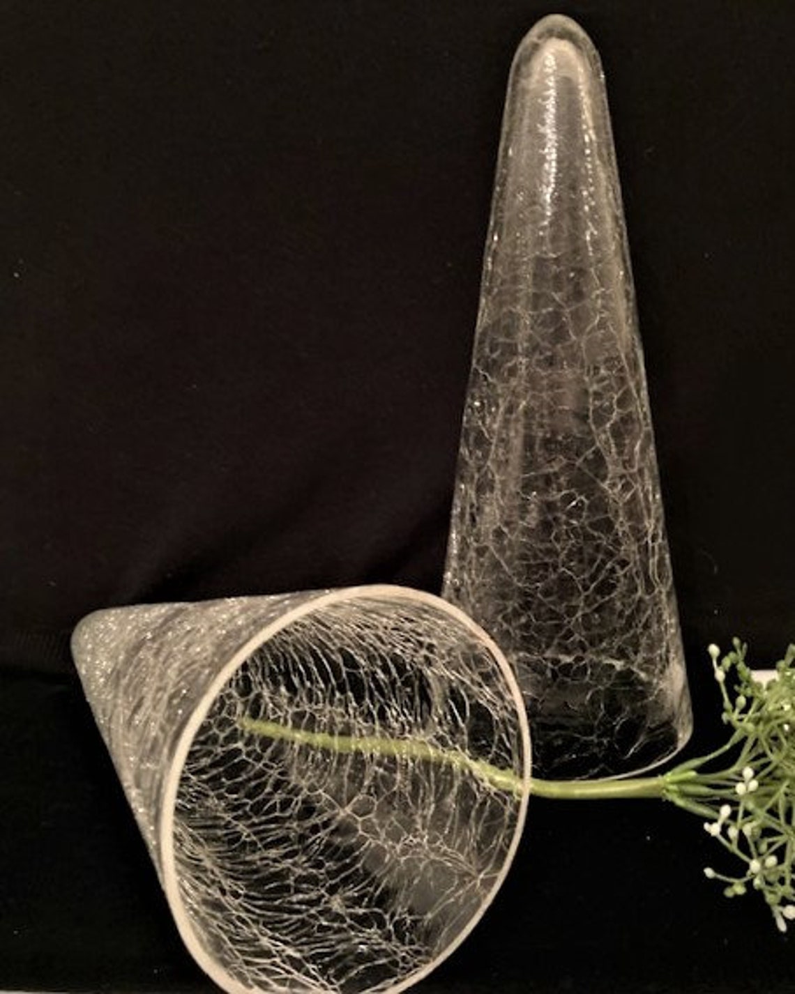Vintage Replacements Handblown Cone Glass Vase Crackle Glass & Etsy