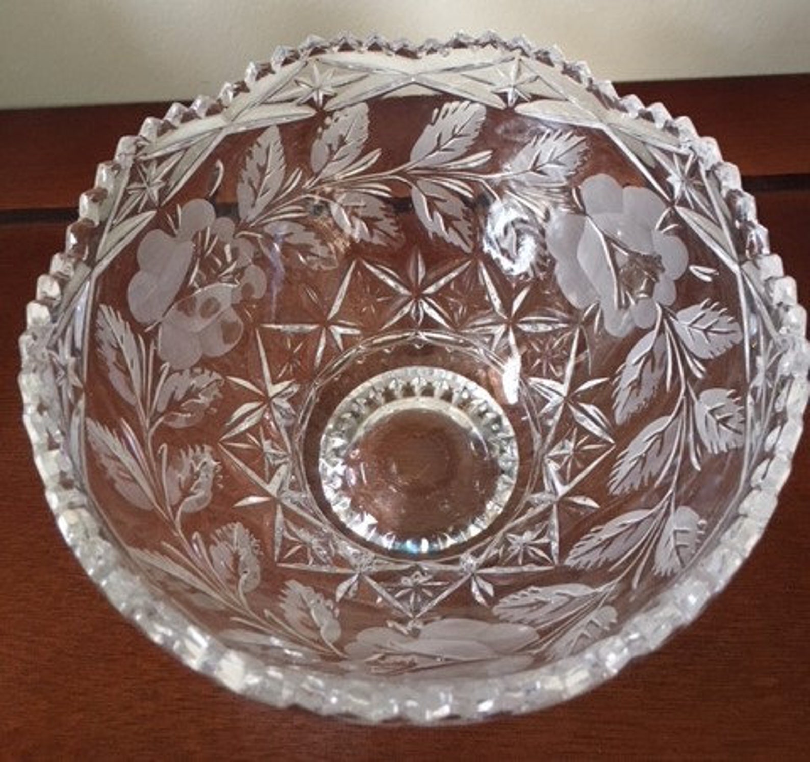 Vintage 24 Lead Crystal Zajecar Bowl Vase With Scalloped Edge Etsy