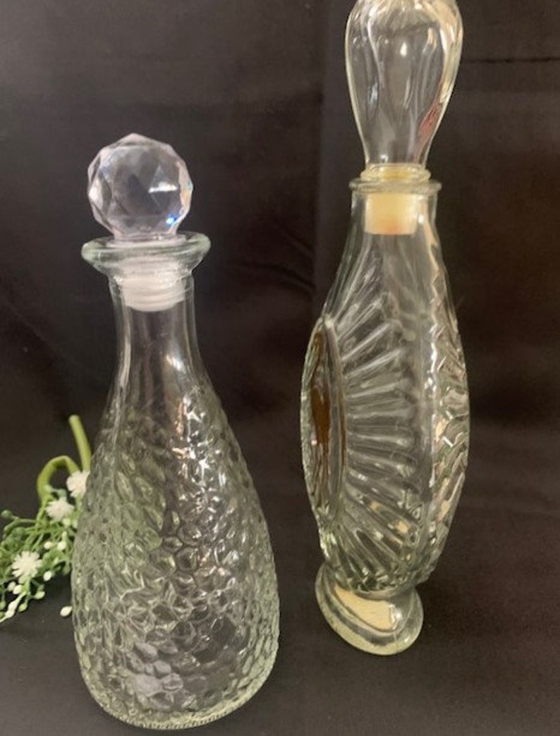 Vintage Collection Decorative Hammered Glass Bottles W/stopper Etsy
