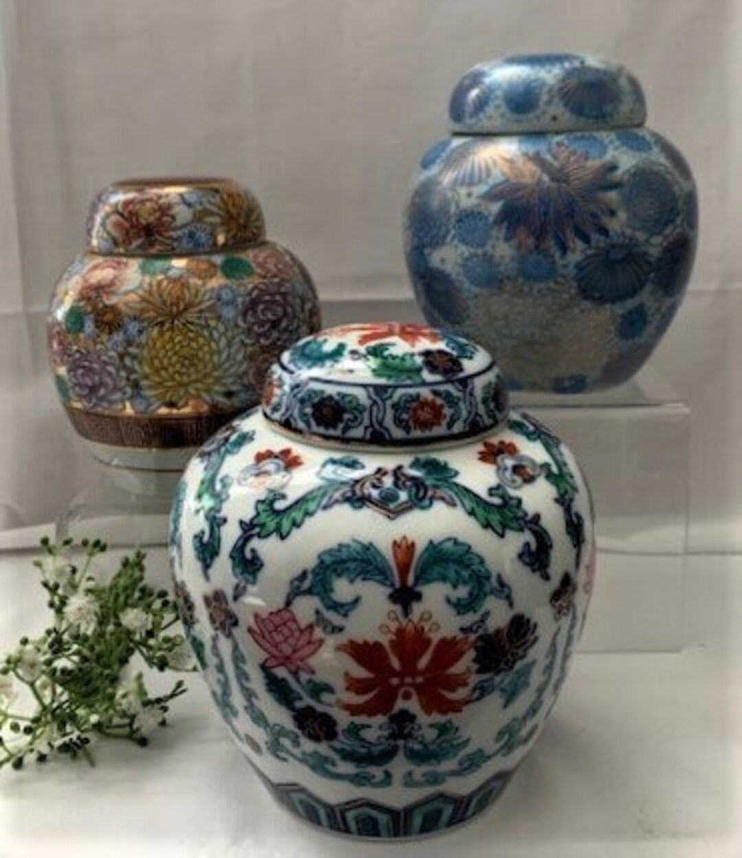 Vintage Japanese Collection Imari Ginger Jar Collection Kutani Ginger