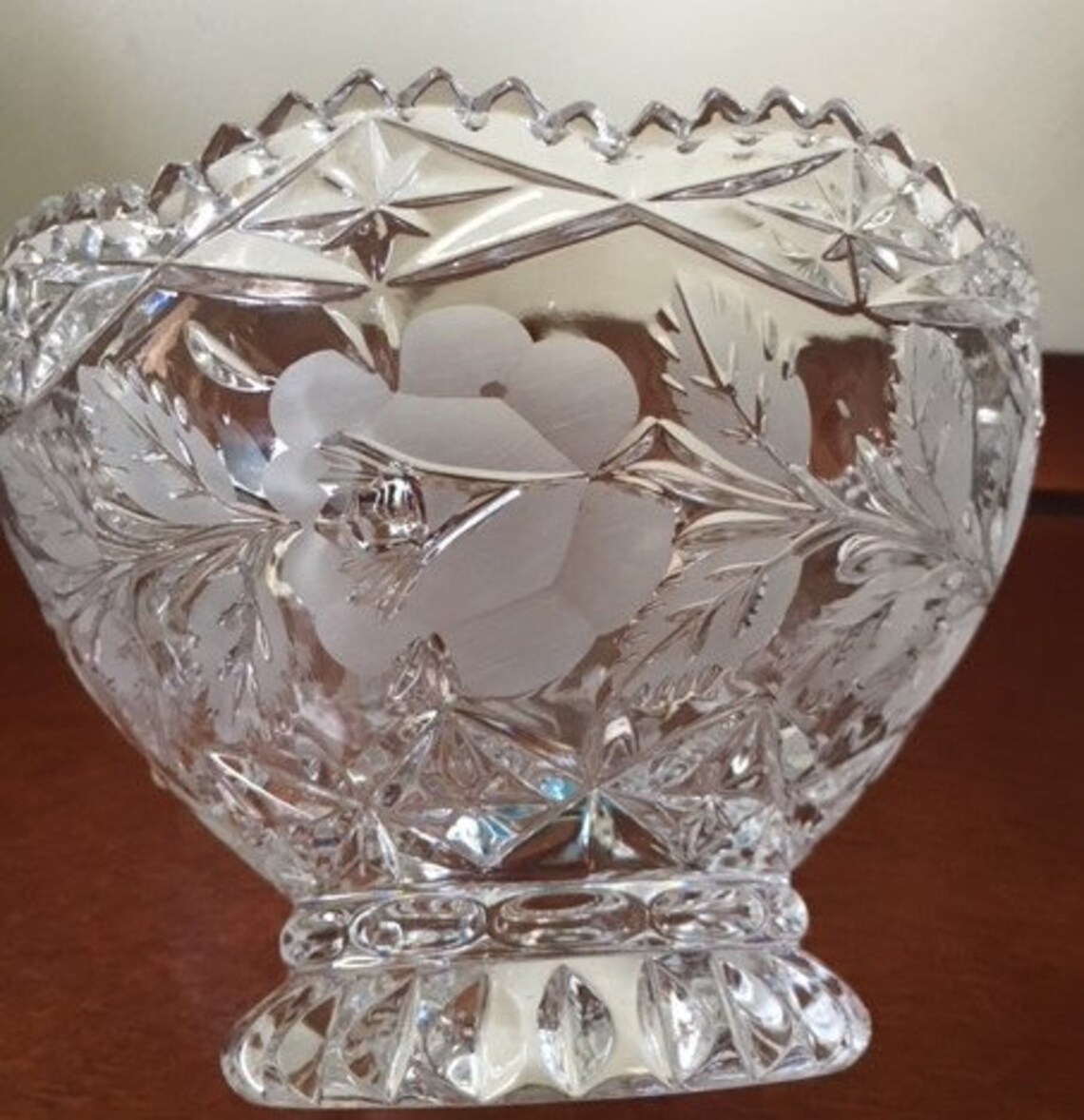 Vintage 24 Lead Crystal Zajecar Bowl Vase With Scalloped Edge Etsy