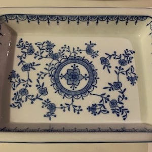 Vintage Royal China Blue and White Floral Large Servin Platter - Rectangular Casserole Dish -
