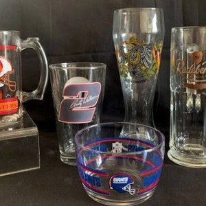 Vintage Collectible Collection Glass Beer Mug & Tall Beer Glasses - NFL NYG Snack Bowl- Made in Germany-USA