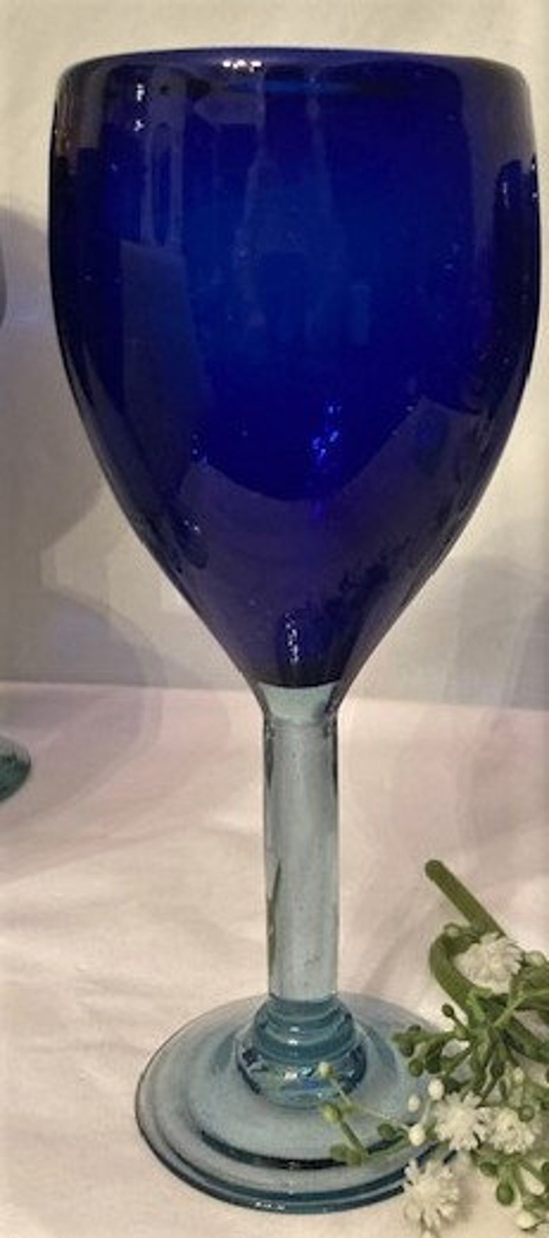 Vintage Hecho En Mexico Hand Blown Wine Glasses Cobalt Blue Etsy