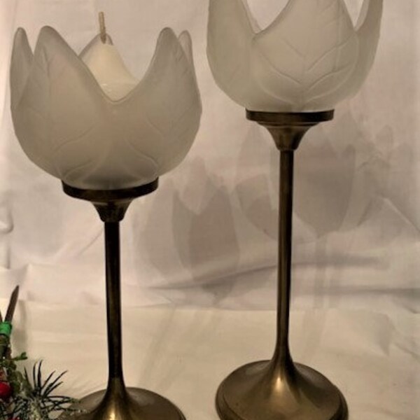 Partylite Brass and Glass Candle Holder Etsy