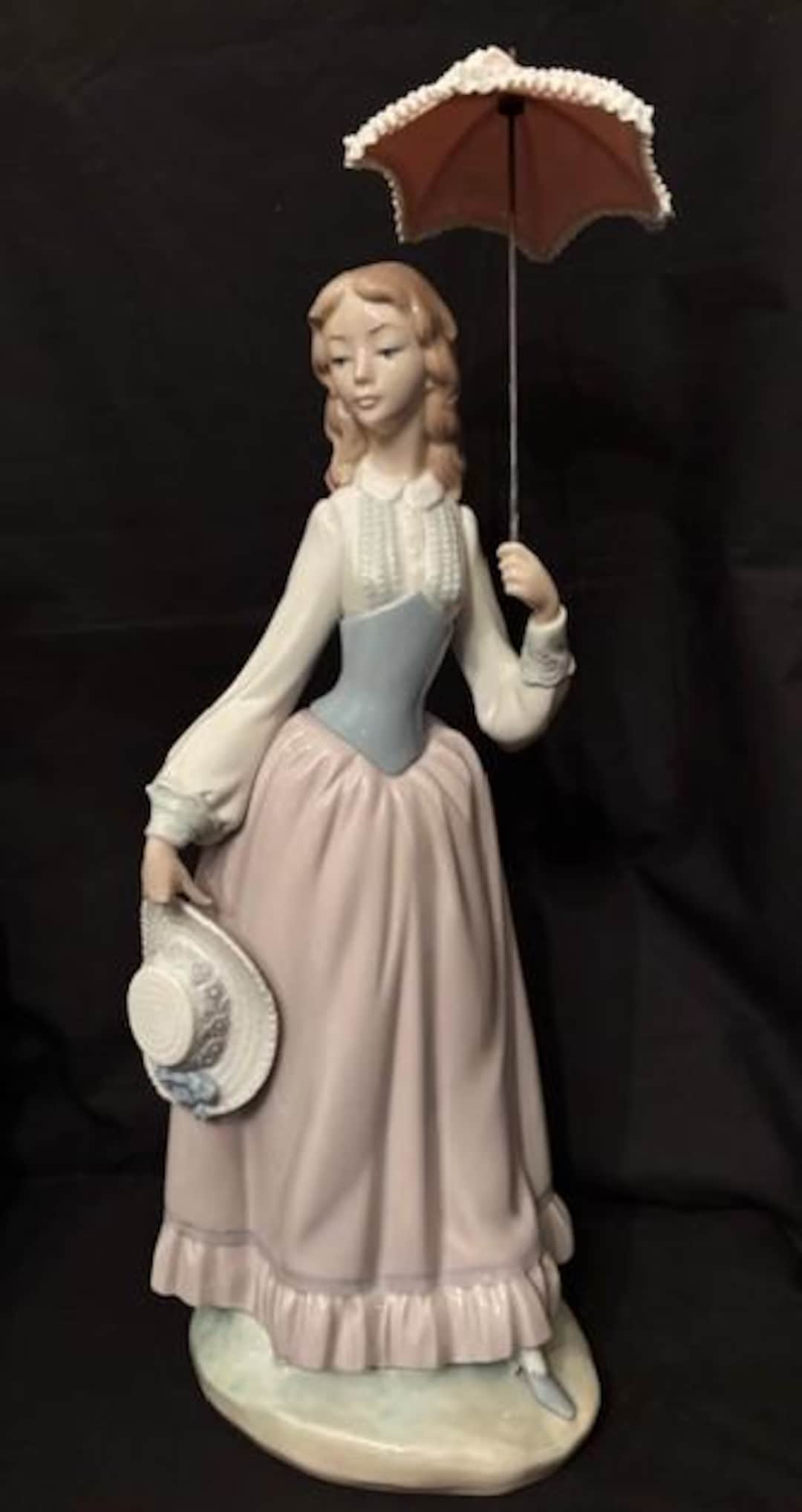 リヤドロ　女性　犬　パラソル　希少　美品 リヤドロ 女性 犬 パラソル 希少 美品