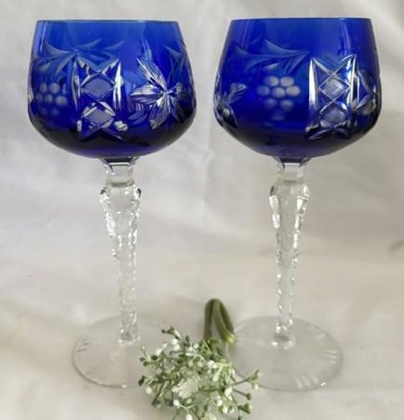 Vintage Sold as a Pair Lausitzer Crystal Bohemian Cut to Clear