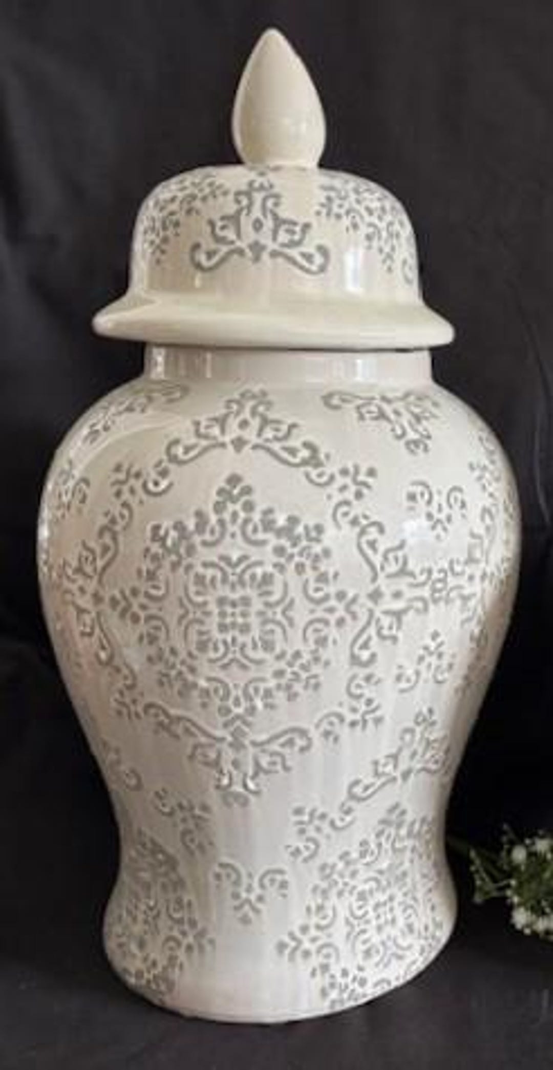 Vintage Art Design Tall Porcelain Large Ginger Jars With Dome Lid by A ...