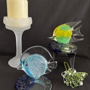 Vintage PartyLite Variety Collection-Tall Castle Turret Style White Frosted Candle Holder-Hand-Blown Glass Fish Shape Tealight/Votive -Decor