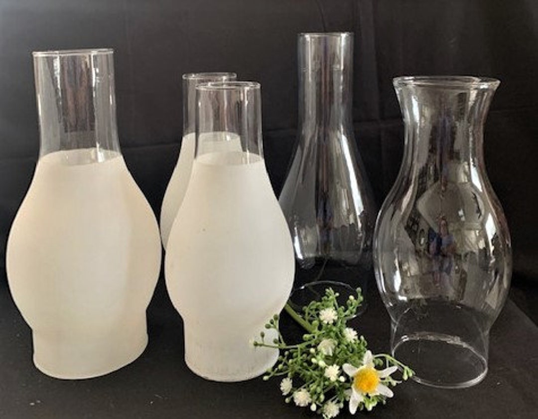Vintage Glass Hurricane Shade W/white Frosted and Clear Glass Etsy