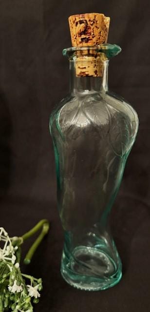 Vintage Rare Decorative Mint Green Frosted Glass Bottles W