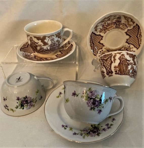 Vintage Lynns Fine China Cup and Saucer Set/ Cup and Saucer Etsy