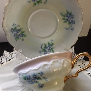 Vintage Edelstein Bavaria Footed Teacup and Saucer, Maria Theresia, Germany circa 1920&#39;s - 1930&#39;s …