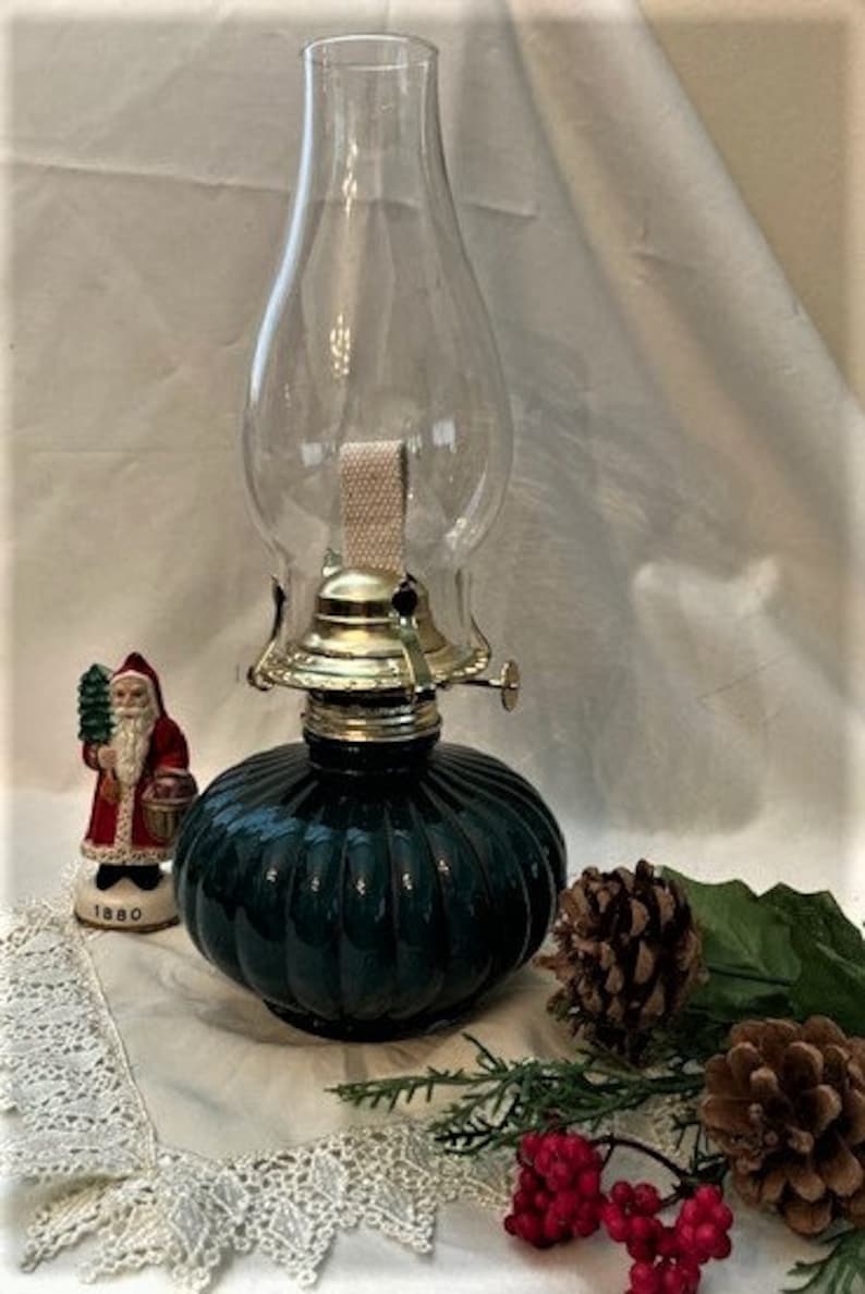 Vintage Green Glass Lamp Light Farms Oil Lamp Model 330 Etsy