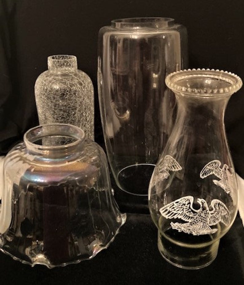 Vintage Hurricane Lamp Glass Shade 5 Styles and Size Optic Etsy