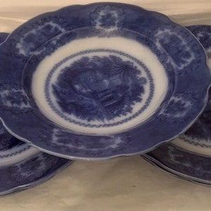 Vintage 19th Century &quot;Oriental&quot; Flow Blue Soup Bowl Ridgway England-Collectable