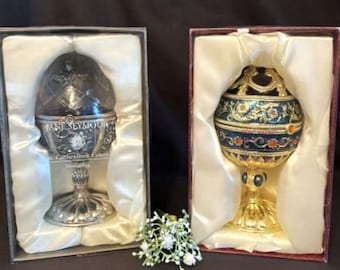 Jane Seymour Burgundy Silver Jeweled Enamel Hinged Egg Music Box