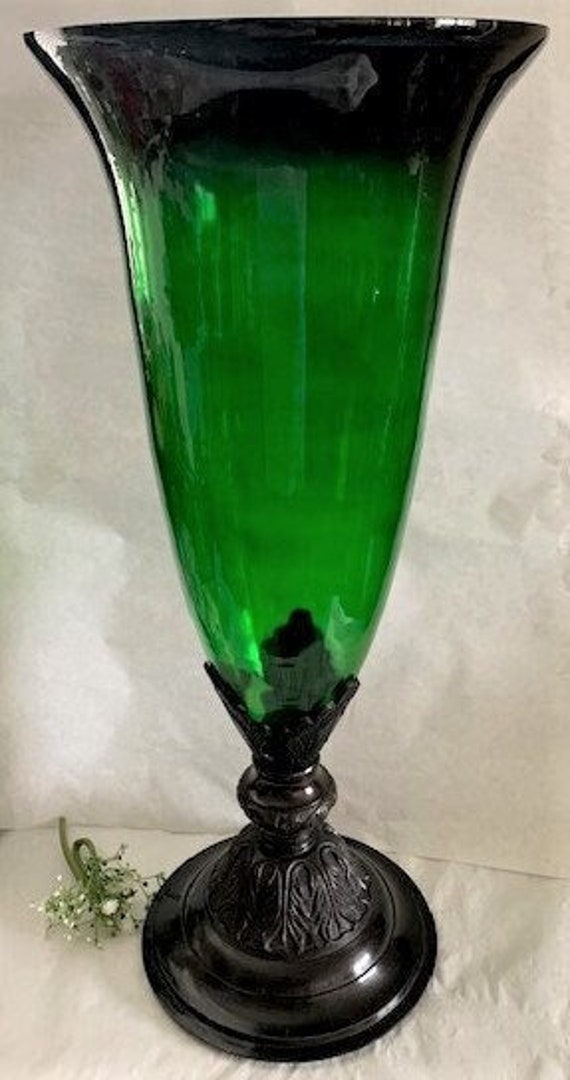 Vintage zeldzame decoratieve hoge smaragd glazen - Etsy