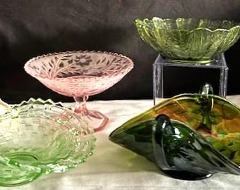 Vintage Variety Style/Size/Colors Candy Bowls/Trinket Dish-Art Glass-Millersburg Glass Co-Anchor Hocking-Westmorland-Fenton-Collector