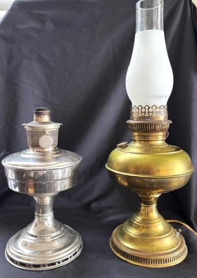 Vintage Rayo Oil Lamps Convert to Electric Lamps-nickel Plated