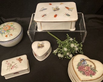 Vintage Collection Variety of Trinket Box/ Heritage House / English Bone China/Princess Royal/The Present Co.- Box / Made in England-Japan