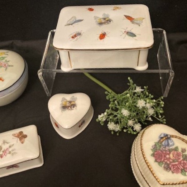 Vintage Collection Variety of Trinket Box/ Heritage House / English Bone China/Princess Royal/The Present Co.- Box / Made in England-Japan