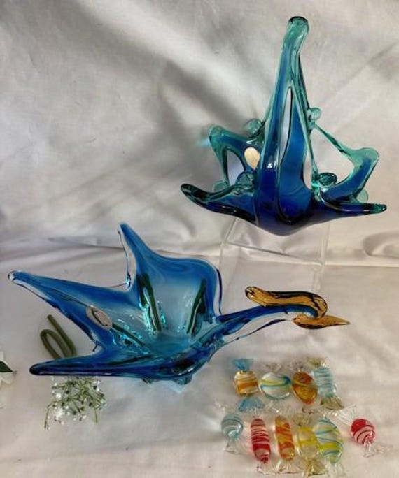 Vintage Murano Venetian Bird Shape Candy Bowl-abstract Basket