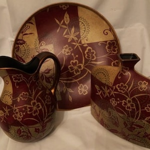 Vintage Mid-Century Chinese Modern Variety Pottery Large Plate Display- Large Pitcher -Large Vase- Made in China - Home Decor