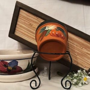 Vintage MCM Lee's Pottery Bonsai Round Planter Pot-Rectangular Stained Wooden Planter Crate-Small Terracotta-Flowerpot Hand Painted-H. Decor