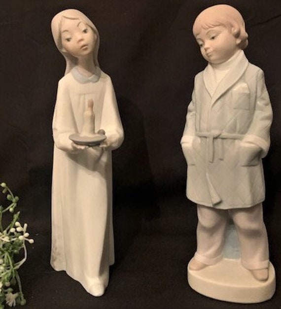 Vintage Lladro Bisque Porcelain Figurine Girl With Candle & Etsy