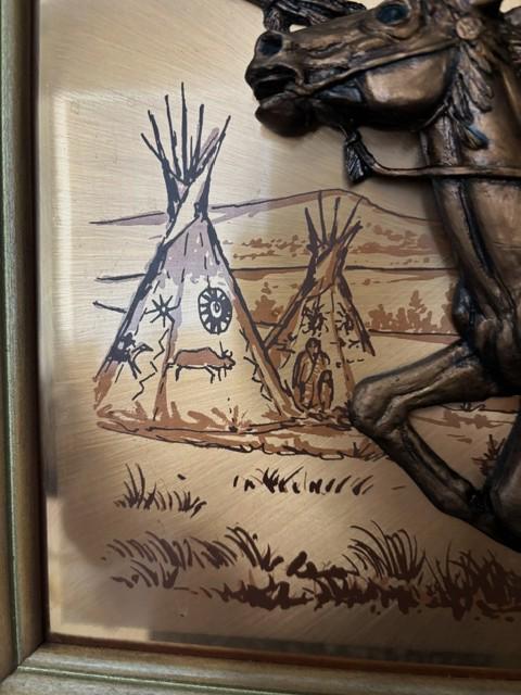 Vintage Wood Framed 3D Copper Wall Art by Artist John Louw