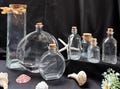Vintage Variety Style/Size Clear Glass Bottles with Cork Lids-Jar Raffia-Square-Oval- Round-Rare- Home Decor-Beach Decor-Made in Philippine