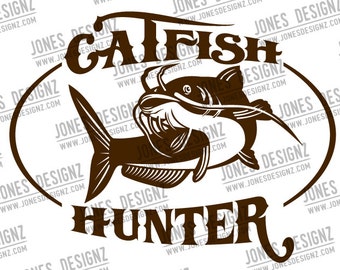 Catfish Hunter Cutfile | SVG | EPS | Vector | DXF | Instant Digital Download | Gifts for him | Mancave | Fishing Decal | Fishing Gifts