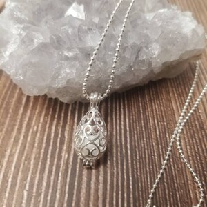 Simplistic Silver Teardrop Essential Oil Diffuser Necklace