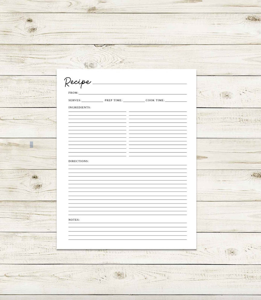 Minimalist Editable Recipe Template Printable Recipe - Etsy