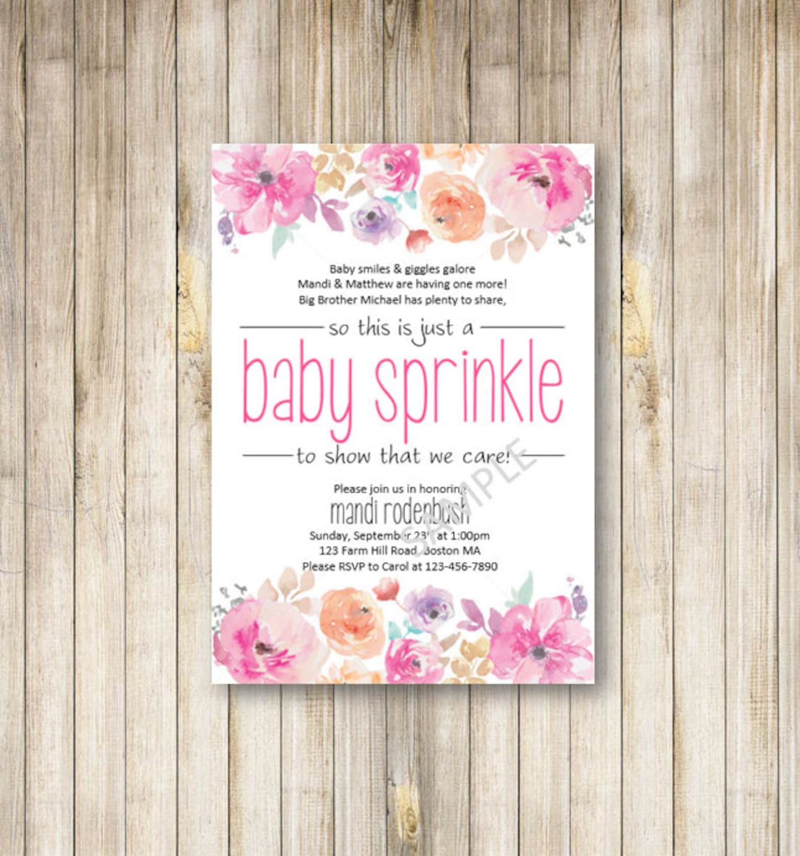 Baby Sprinkle Invitation Custom Invitation for baby sprinkle Etsy