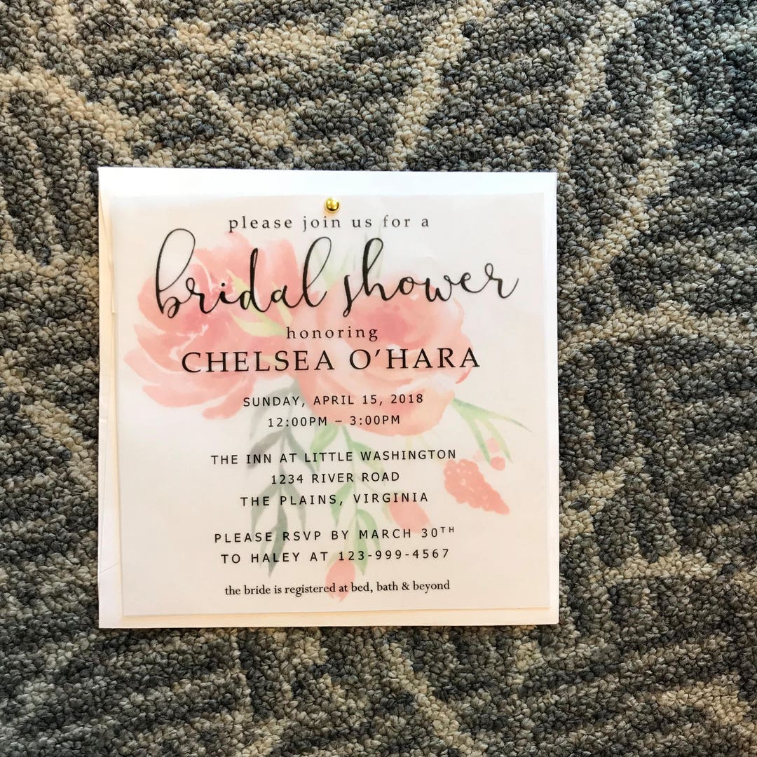 Custom Bridal and Baby Shower Invitations Vellum Shower Etsy