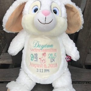 Machine Embroidered Stuffed Animals - Baby birth stats