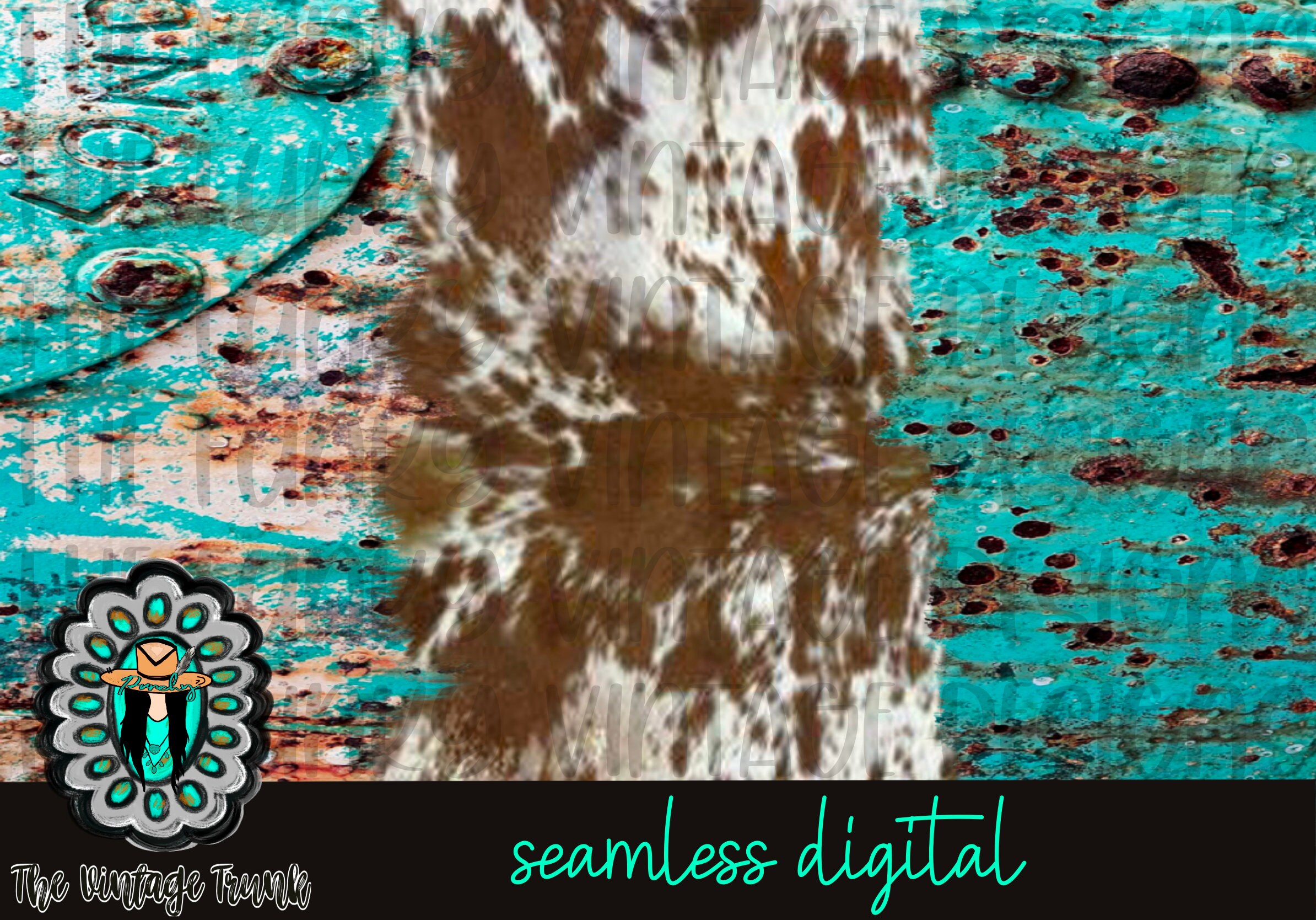 Rindsleder rustikale Türkis Metall nahtloser digitaler | Etsy