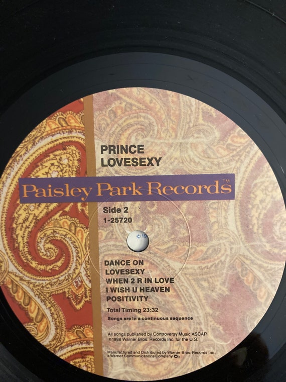 Prince Lovesexy 1988 Vinyl LP | Paisley Park Pressing | Vintage