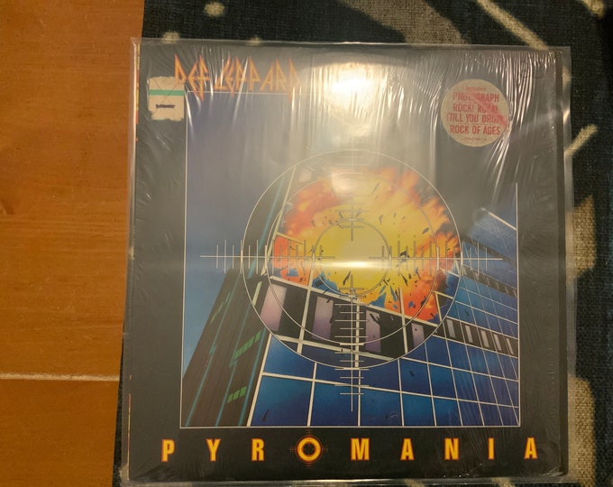 Def Leppard vinyl record album “Pyromania” in shrink wrap with hype sticker